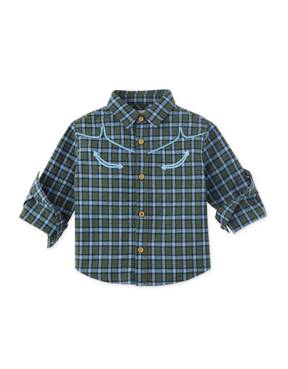Baby Boys Embroidered On Checks Western Shirt