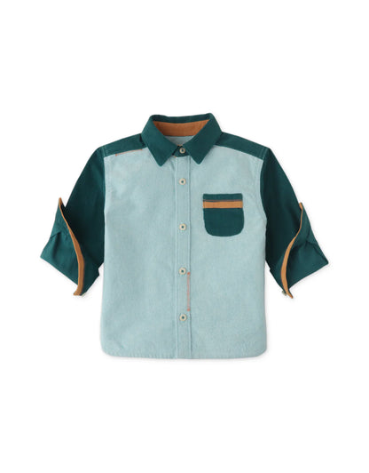Baby Boys Color Block With Fox Head Embro Shirt