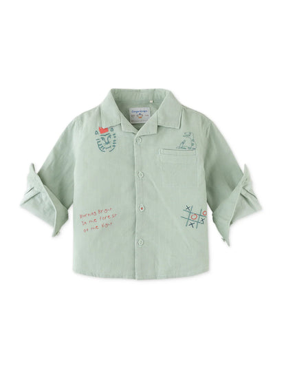 Baby Boys Hey Tiger Embro Fine Cord Shirt