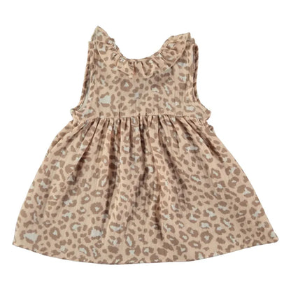 Baby Animal Print Dress With Ruffled Neckline