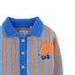Baby Boys Fox Chenille Applique And Elbow Patch On Retro Stripes Cardi
