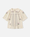 Dobby SS Rose Embr Blouse