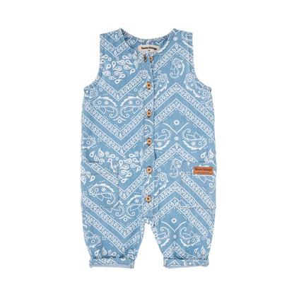 Bandana Print Chambray Jumpsuit